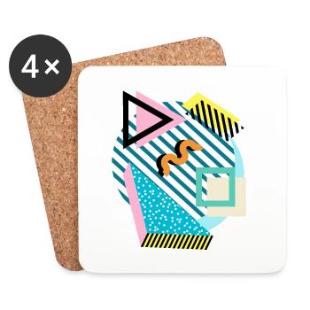 Memphis Mix – Retro Shapes & Colors - Coasters (set of 4) - white - Front