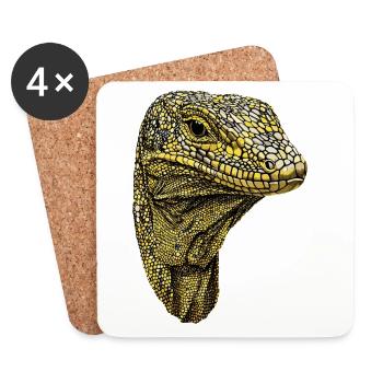 Monitor lizard, reptile, Komodo dragon, banded monitor lizard, lizard - Coasters (set of 4) - white - Front