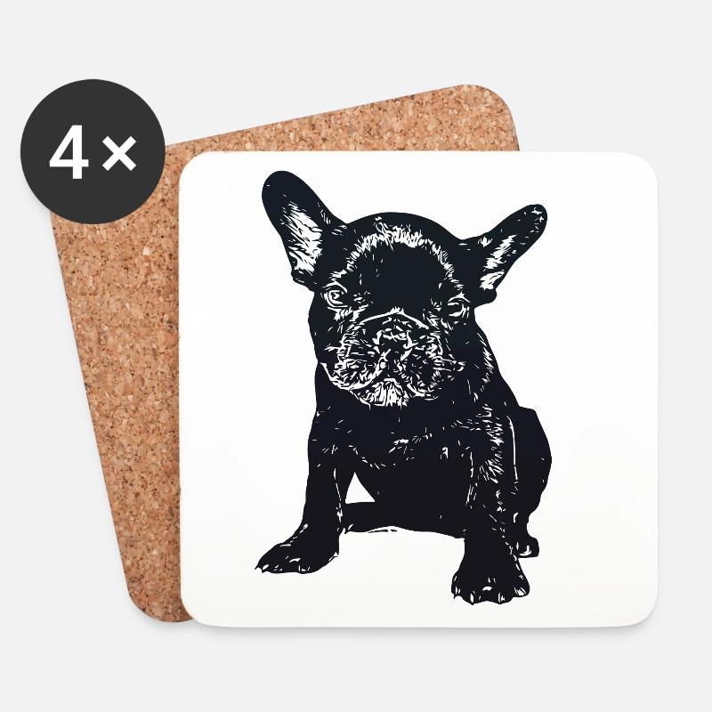Schnuffelblick Bulldogge - Untersetzer (4er-Set) - Weiß