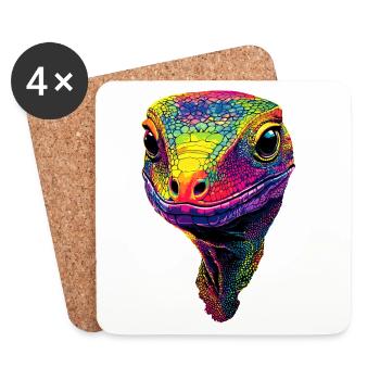 Monitor lizard, reptile, Komodo dragon, banded monitor lizard, lizard - Coasters (set of 4) - white - Front