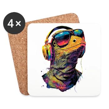 Monitor lizard, reptile, Komodo dragon, banded monitor lizard, lizard - Coasters (set of 4) - white - Front