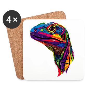 Monitor lizard, reptile, Komodo dragon, banded monitor lizard, lizard - Coasters (set of 4) - white - Front