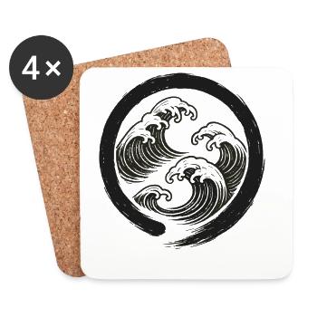 Zen Waves Enso Circle Symbol - Coasters (set of 4) - white - Front