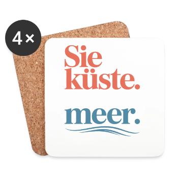 Vous côte Il voulait mer plage amour vague surfeur - Dessous de verre (lot de 4) - blanc - Devant