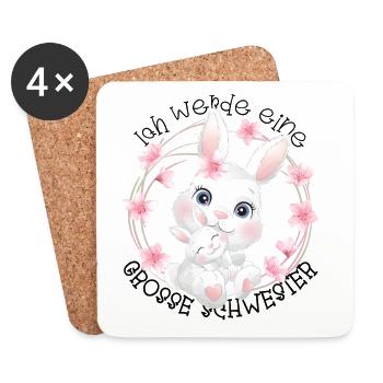 Nachwuchs Verkünden Ich Werde Große Schwester 2027 - Untersetzer (4er-Set) - Weiß - Vorne