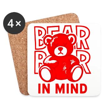 Bear in Mind – Roter Teddy Bär Shirt Statement Red - Untersetzer (4er-Set) - Weiß - Vorne