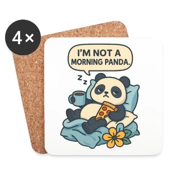 Relaxing panda with drink and pizza - Coasters (set of 4) - white - Front