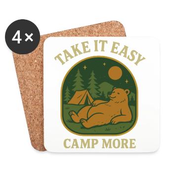 Cozy bear motif for camping - Coasters (set of 4) - white - Front