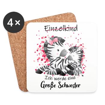 Nachwuchs Verkünden Ich Werde Große Schwester 2027 - Untersetzer (4er-Set) - Weiß - Vorne