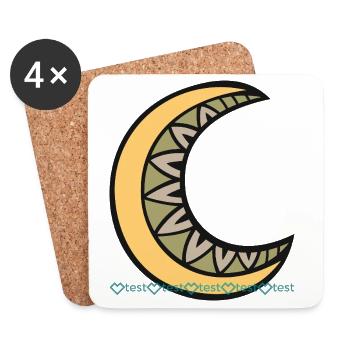 Moon pattern with geometric leaf décor motif - Coasters (set of 4) - white - Front