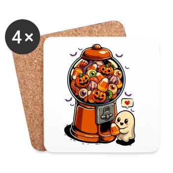 Kaugummi - Halloween Süßigkeiten Geist - Untersetzer (4er-Set) - Weiß - Vorne