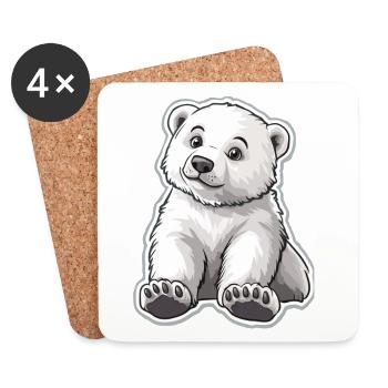 Illustration d’ours polaire – Motif d’animal arctique - Dessous de verre (lot de 4) - blanc - Devant