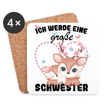 Nachwuchs Verkünden Ich Werde Große Schwester 2027 - Untersetzer (4er-Set) - Weiß - Vorne