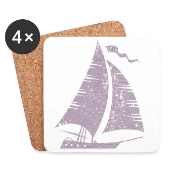 Segelboot Silhouette Minimalistisch Grunge - Untersetzer (4er-Set) - Weiß - Vorne