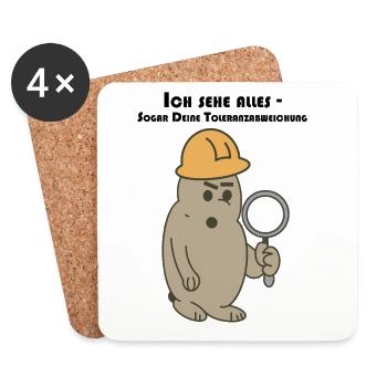 Quality assurance, QM hero with helmet & magnifying glass - Coasters (set of 4) - white - Front