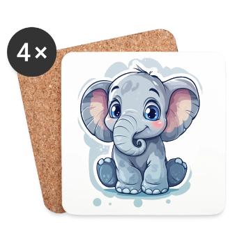 Elephant - Coasters (set of 4) - white - Front