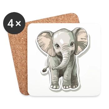 Cute elephant – gift idea for animal lovers - Coasters (set of 4) - white - Front