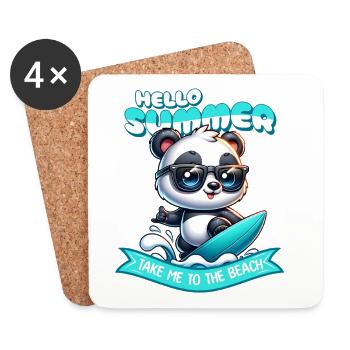Panda Surfer Summer - Coasters (set of 4) - white - Front
