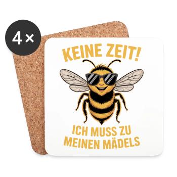 Bees no time I have to go to my girls beekeeper - Coasters (set of 4) - white - Front