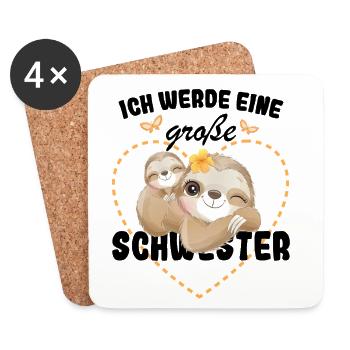 Nachwuchs Verkünden Ich Werde Große Schwester 2027 - Untersetzer (4er-Set) - Weiß - Vorne
