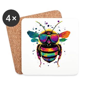 abeilles apiculteur miel apiculteur abeilles abeille mignonne - Dessous de verre (lot de 4) - blanc - Devant