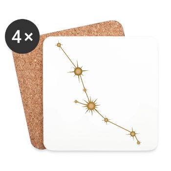 Constellation d’étoiles Taureau Signe de naissance Doré - Dessous de verre (lot de 4) - blanc - Devant