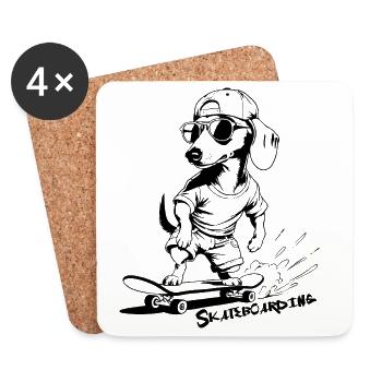 Skateboarden, Skateboarden - Untersetzer (4er-Set) - Weiß - Vorne
