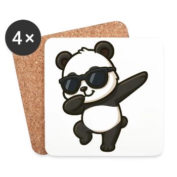 Cool Panda Sunglasses Dancing Dab Cartoon Kids - Coasters (set of 4) - white - Front