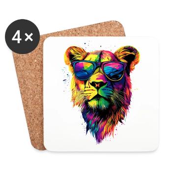 Lionne Lionne Maman Lionne Lionnes Maman Lions sauvages - Dessous de verre (lot de 4) - blanc - Devant
