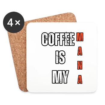 Coffee is my Mana – T-shirt gamer caféiné - Dessous de verre (lot de 4) - blanc - Devant