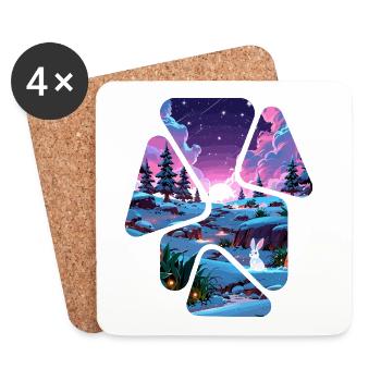 Landscape Snow Puzzle Fantasy - White Rabbit - Coasters (set of 4) - white - Front