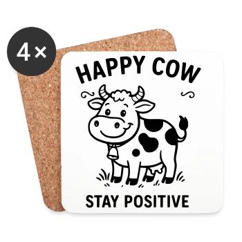 Vache heureuse - Dessous de verre (lot de 4) - blanc - Devant