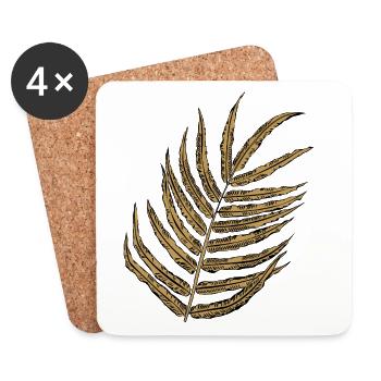 Elegant Golden Plant Illustration - Coasters (set of 4) - white - Front