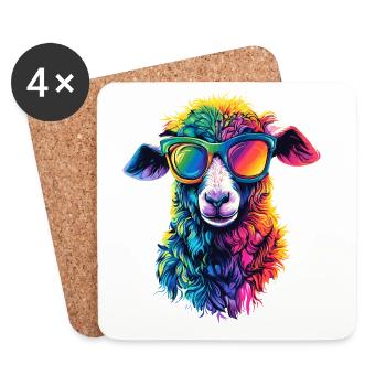 Mouton Agneau Mouton Mouton domestique Berger Mouton doux - Dessous de verre (lot de 4) - blanc - Devant