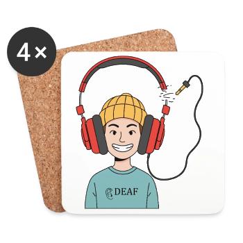 Deaf & Happy - Coasters (set of 4) - white - Front