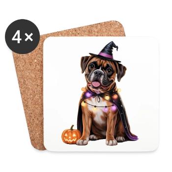 Boxer Chien Halloween - Dessous de verre (lot de 4) - blanc - Devant