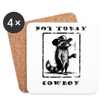 Not Today Cowboy Waschbär - Untersetzer (4er-Set) - Weiß - Vorne