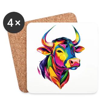 Taureau Bœuf Bovins Vache Taureau Taureau - Dessous de verre (lot de 4) - blanc - Devant