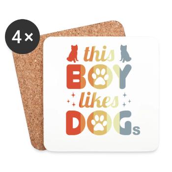 Junge der Hunde mag - Untersetzer (4er-Set) - Weiß - Vorne