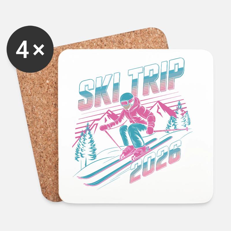 Skireise 2026 - Untersetzer (4er-Set) - Weiß