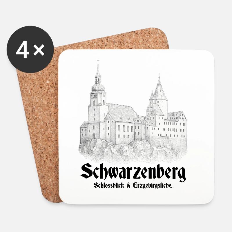 Schwarzenberg Schlossblick - Untersetzer (4er-Set) - Weiß