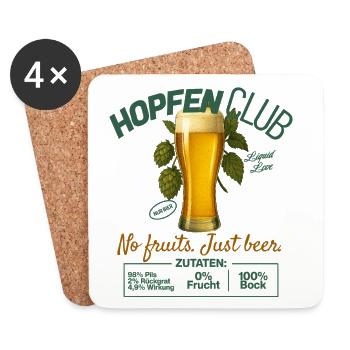 Hopfenclub Bier Design - Untersetzer (4er-Set) - Weiß - Vorne