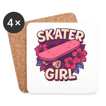 Skater Girl Skateboarden - Untersetzer (4er-Set) - Weiß - Vorne