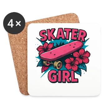 Skater Girl Skateboarden - Untersetzer (4er-Set) - Weiß - Vorne