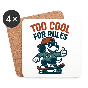 Skater Hund - Untersetzer (4er-Set) - Weiß - Vorne
