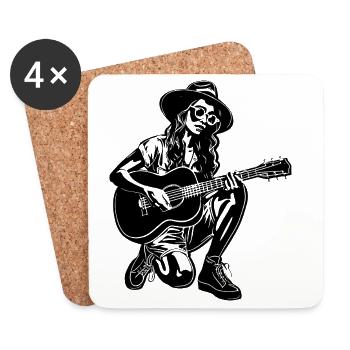 Guitarist Girl - Coasters (set of 4) - white - Front