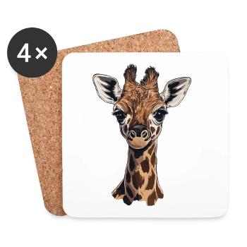 Girafe - Dessous de verre (lot de 4) - blanc - Devant