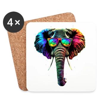 Elefant Rüssel Afrika Safari Wildnis Elefanten - Untersetzer (4er-Set) - Weiß - Vorne