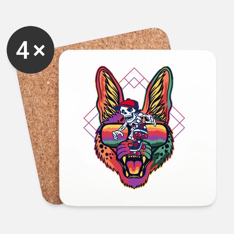 Pharaonische Neon-Katze - Untersetzer (4er-Set) - Weiß