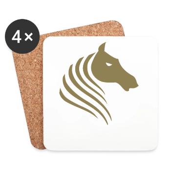 Minimalist Horse Head Silhouette Portrait - Coasters (set of 4) - white - Front